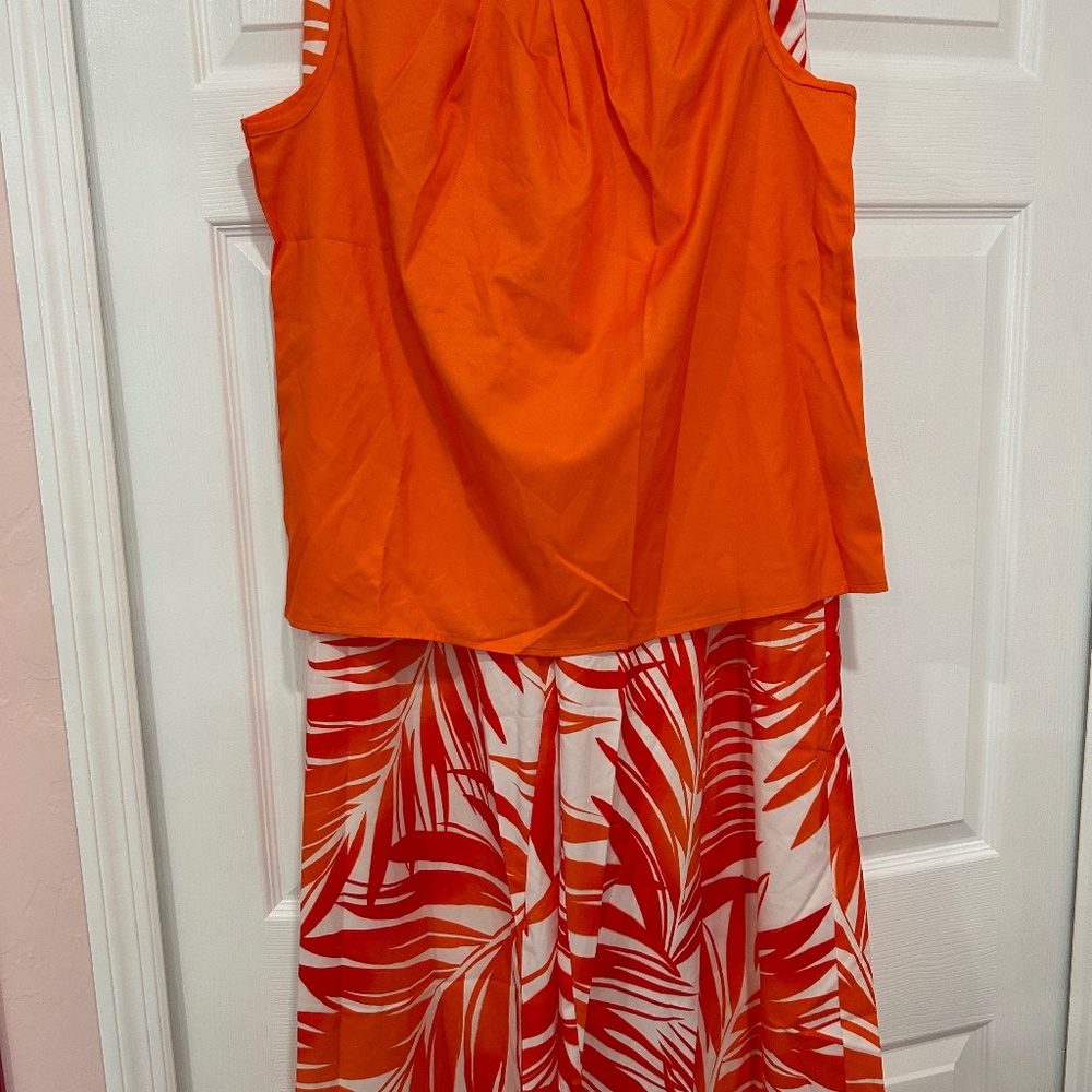 Shein 2 pc shirt and wide pants size large in orange